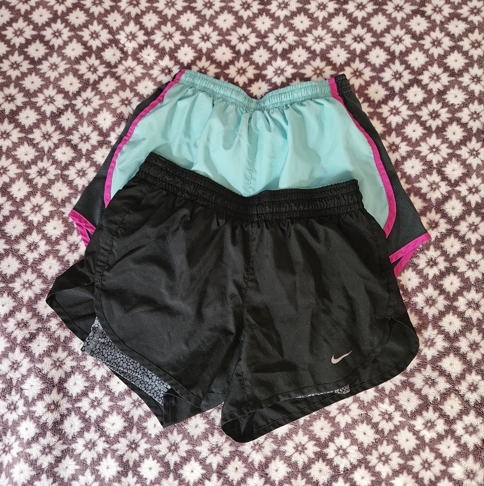 Nike Black and Teal Running Shorts